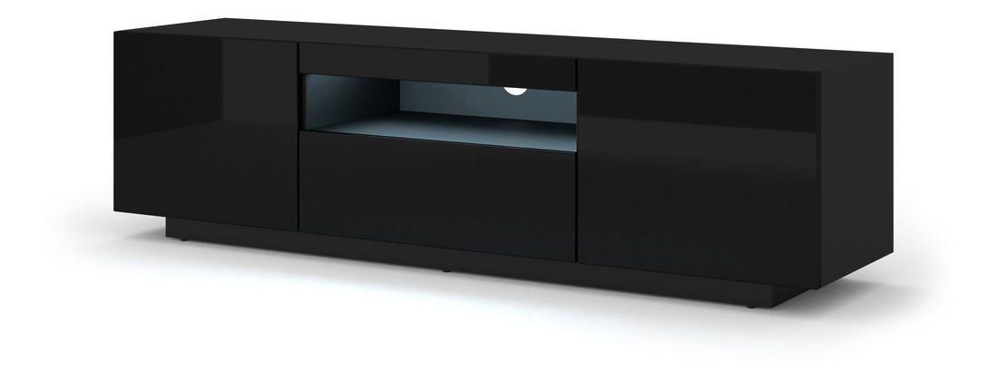 TV stolek/skříňka Aurinko 150 (lesklá černá) (s osvětlením)
