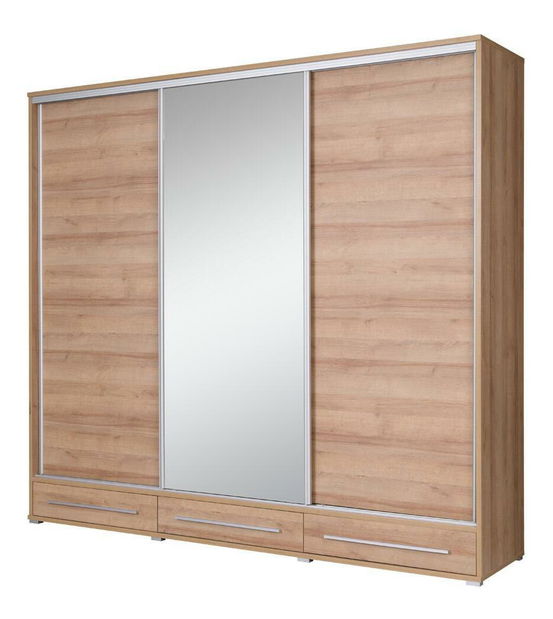 Šatní skříň s posuvnými dveřmi Hajoresta 1 (dub riviera) (se zrcadlem)