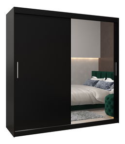 Šatní skříň 200 cm Toki 2 (Černá matná + Černá matná)
