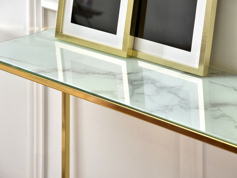 Konzolový stolek Bella Kons (bílá + zlatá)