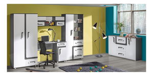 Nábytek do studentského pokoje Petanata XV (antracit + bílá)