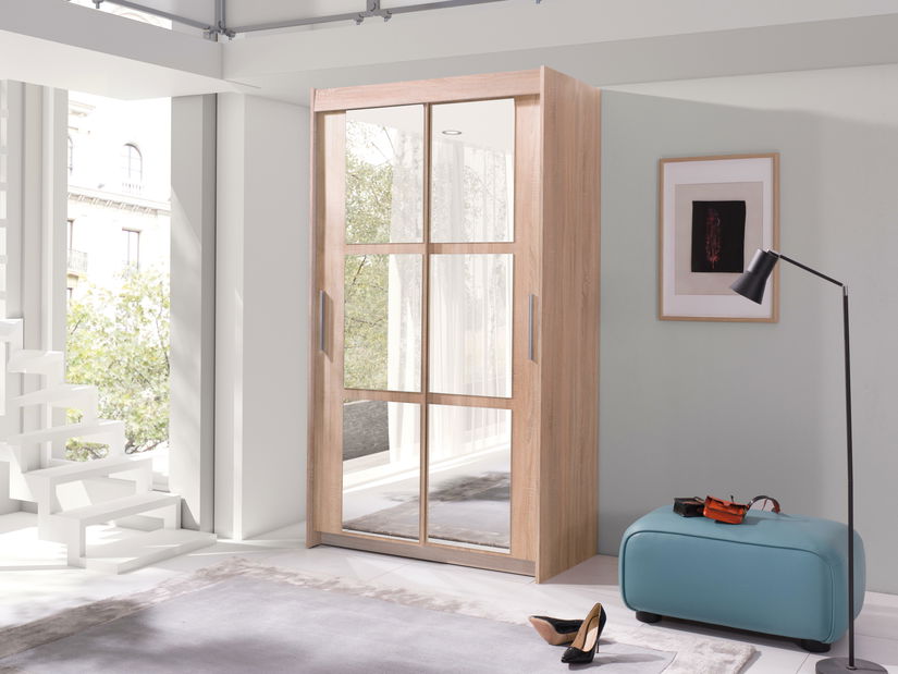 Šatní skříň Kenton 120 (dub sonoma + zrcadlo)