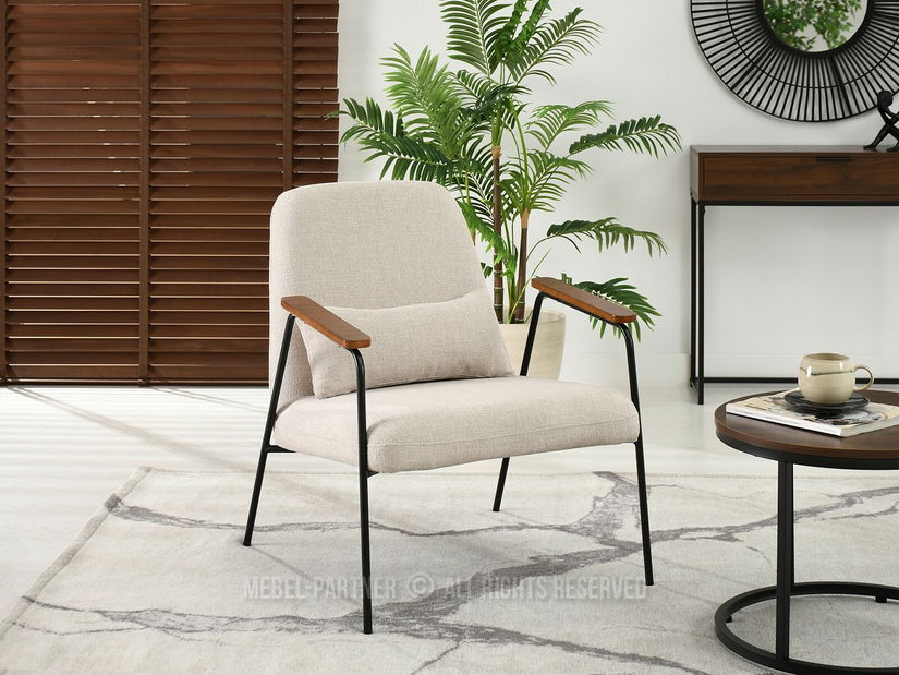 Křeslo Elba (krémová + ořech)