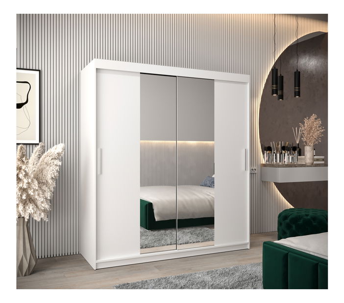 Šatní skříň 180 cm Toki 1 (Bílá matná + Bílá matná)