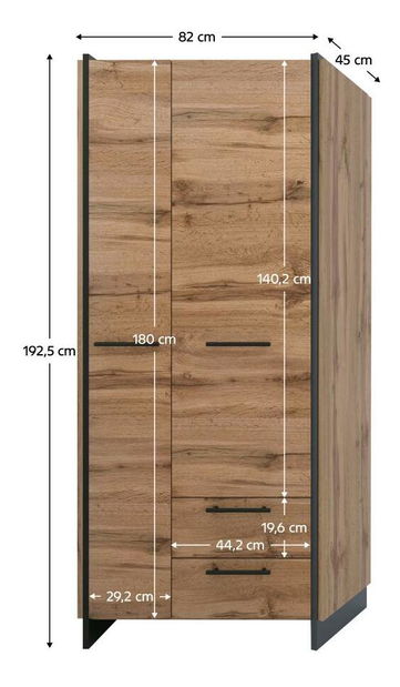 Šatní skříň Adivinaba 1 (dub wotan + černá)