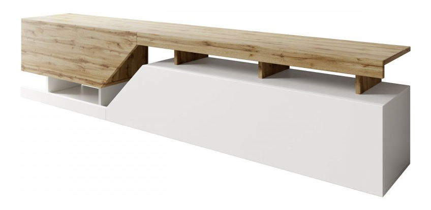 TV skříňka Bokas 200 (bílá + dub wotan)