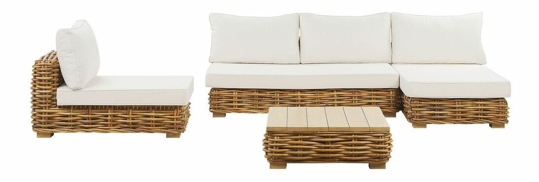 Zahradní pohovka VARELIO (ratan) (hnědá) (pro 4 osoby)