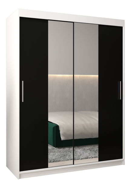 Šatní skříň 150 cm Toki 1 (Bílá matná + Černá matná)
