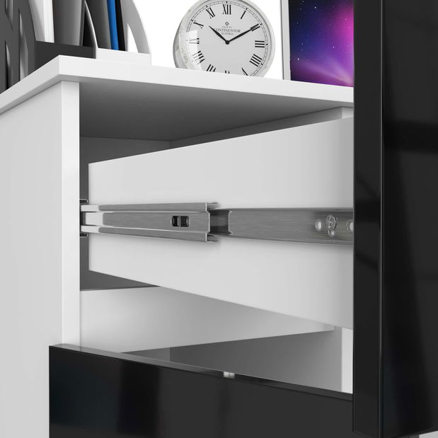 PC stolek Bhaskar (bílá + lesk černý) (L)