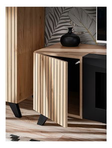 Tv stolek/skříňka Lyran K (s bio krbem) (hikora jackson + černá)