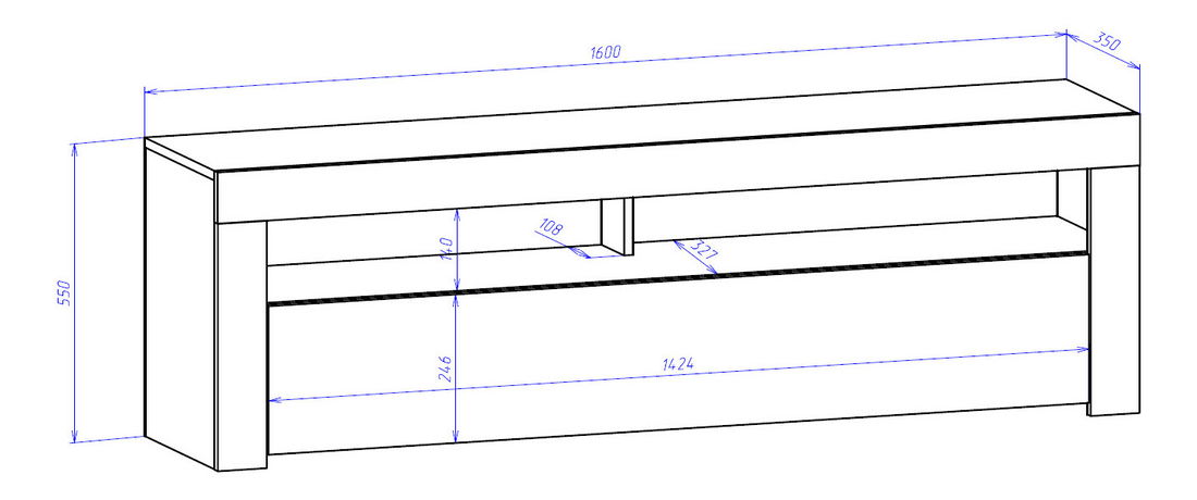 TV stolek/skříňka Mark (bílá matná + bílý lesk)