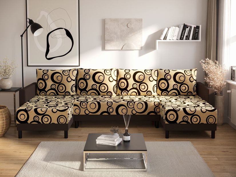 Rohová sedací souprava U Glimmer U (tmavě šedá + šedá + černá)