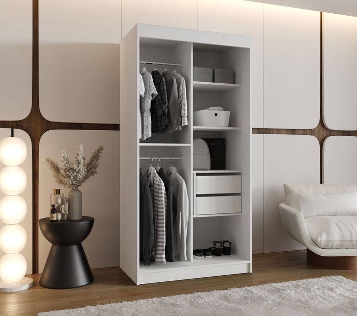 Šatní skříň 100 cm Spock (bílá)