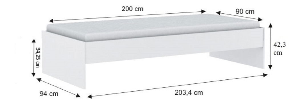 Jednolůžková postel 90 cm Trinny (bílá)