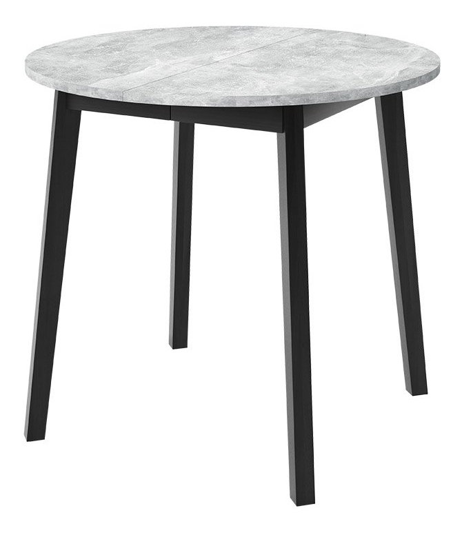 Rozkládací jídelní stůl 90 cm Kertare S 90 (šedý mramor + černá) (pro 2-4 osoby)