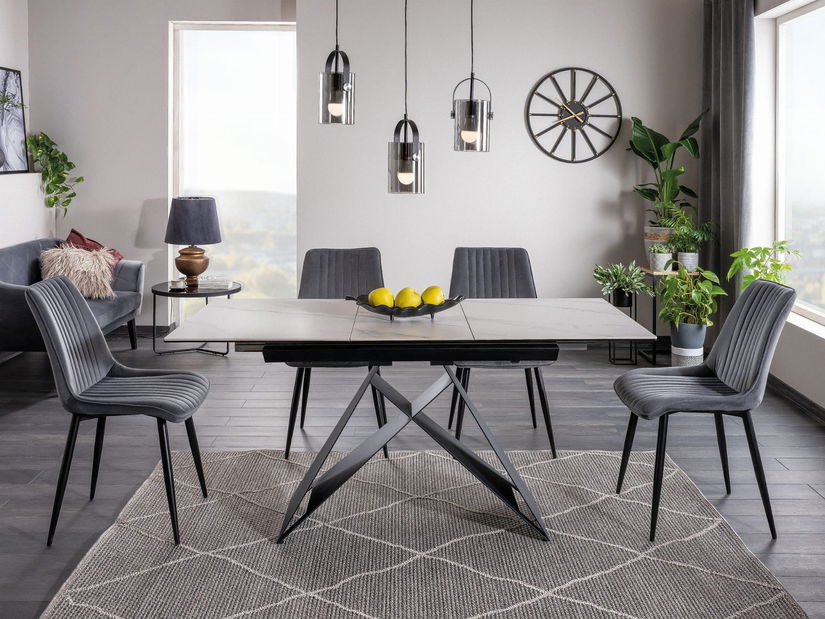 Rozkládací jídelní stůl 120-160 cm Wallace (bílá + černá) (pro 4 až 6 osob)