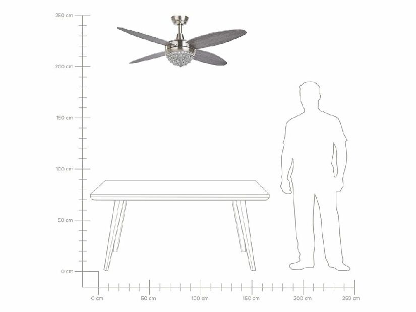 Stropní ventilátor se světlem Zabrina (stříbrná)