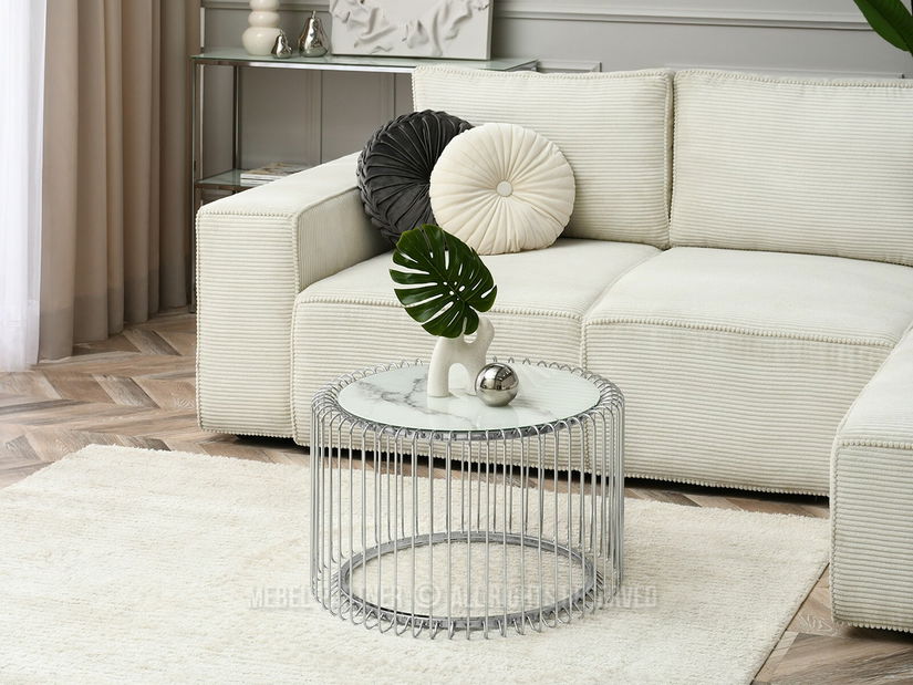 Konferenční stolek Nils M (bílý mramor + chromová)