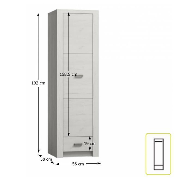 Šatní skříň Inneas 02 (jasan bílý)