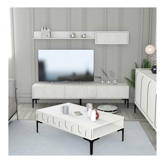 Sada nábytku do obývacího pokoje Lyantela (bílá + černá)