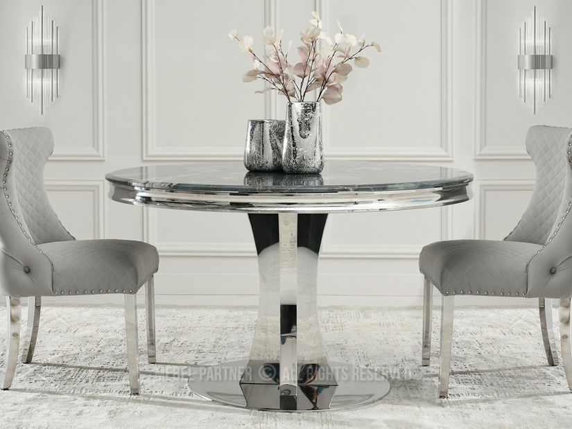 Jídelní stůl West (šedomodrá + chromová)