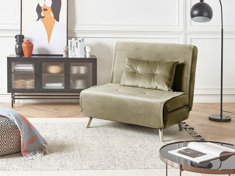 Rozkládací křeslo Finnegan (olivovězelená)