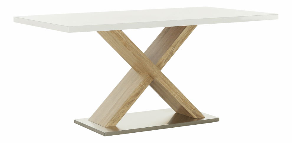 Jídelní stůl 160 cm Farni (bílá + dub sonoma)