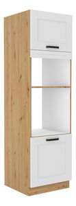Vysoká skříňka na troubu a mikrovlnou troubu Lesana 2 (bílá + dub artisan) 60 DPM-210 2F 
