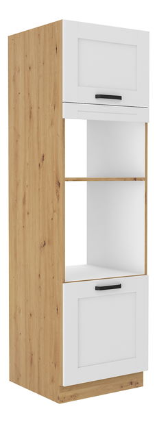 Vysoká skříňka na troubu a mikrovlnou troubu Lesana 2 (bílá + dub artisan) 60 DPM-210 2F 