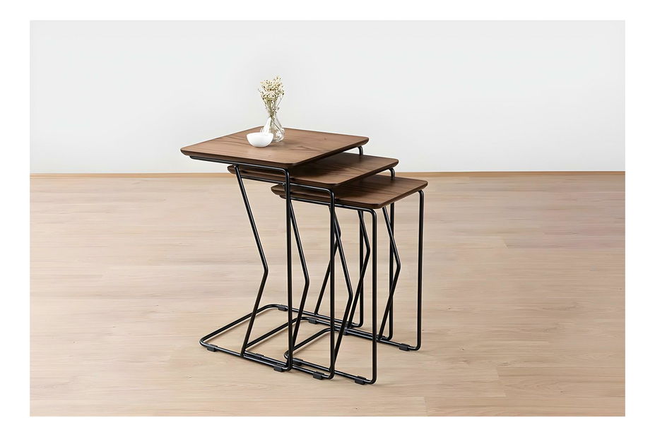 Příruční stolek (3 ks) Rines (ořech)