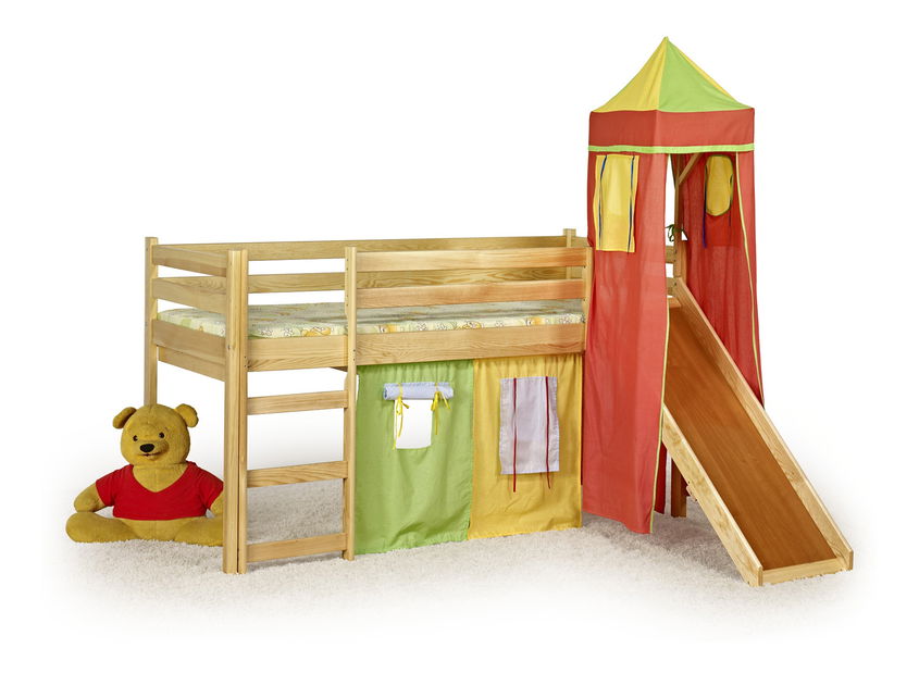 Patrová postel 80 cm Flo Borovice (masiv, s roštem a matrací)