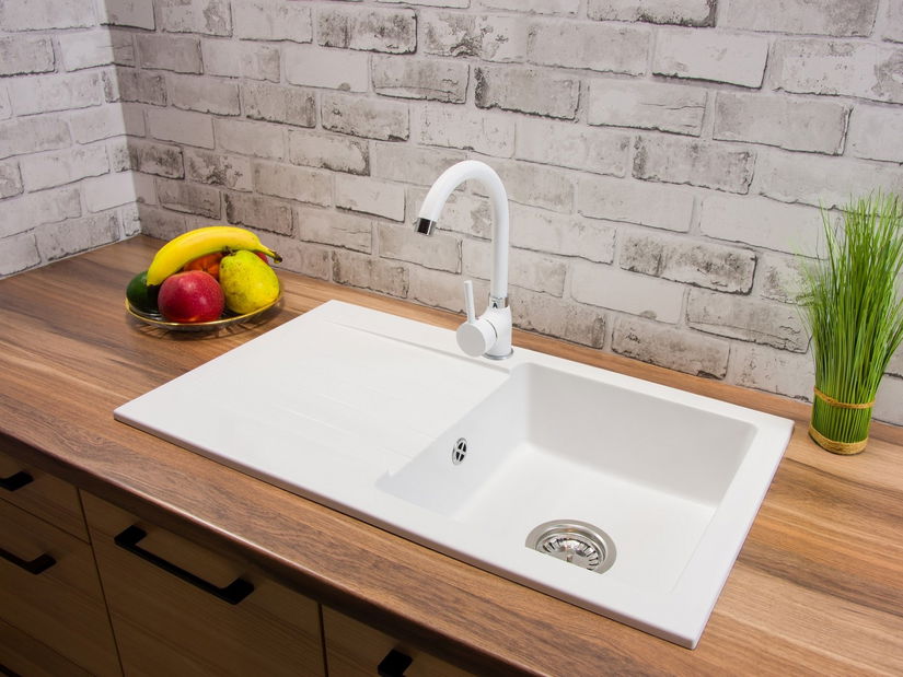 Kuchyňský dřez Lemmion (bílá) (s 1 otvorem pro baterii) (L)