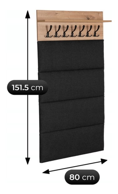  Věšákový panel Pratt (dub artisan + grafit)