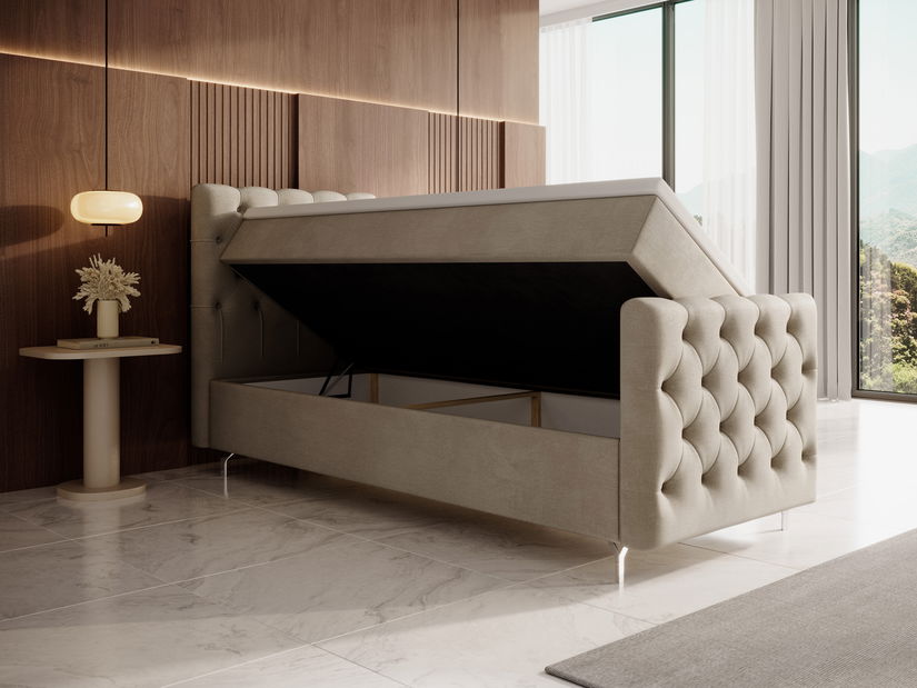 Jednolůžková postel 90 cm Clinton Bonell (béžová) (s roštem, s úl. prostorem)