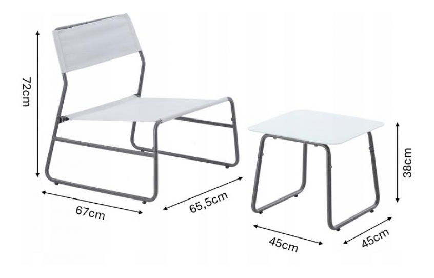 Zahradní sada Leonn (pro 2 osoby) (bílá)