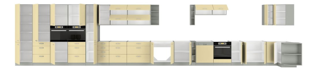 Dolní kuchyňská skříňka na koš Kelyn 15 D CARGO BB (lesk krémový + šedá)