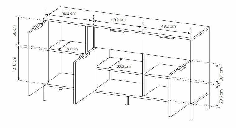 Komoda Lyran 3D2S (antracit + zlatá)