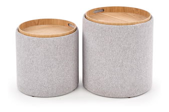 Set 2 ks. taburetů Amossa (světle šedá + přírodní)