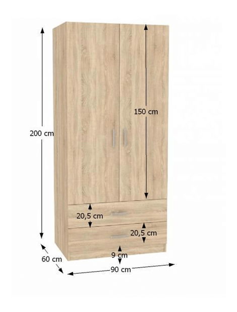 Šatní skříň Izetta Typ 5 (dub sonoma)