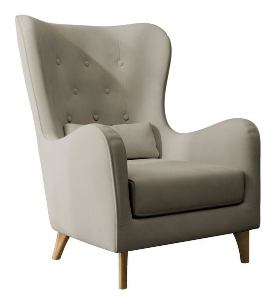 Křeslo s podnožkou Calimero II (sivobéžová + buk)