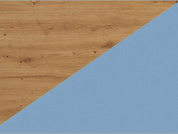 Patrová postel 90 cm Vivian (P) (s roštem) (dub artisan + nebeská modrá)