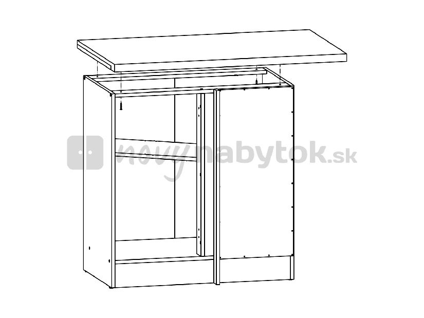 Spodní kuchyňská skříňka, rohová BRW Junona line DNW/100/82/p (Wenge + Dub sonoma)