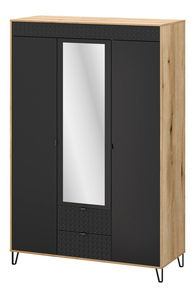 Šatní skříň Botones 2 (dub evoke + černá) (se zrcadlem)