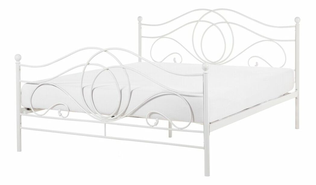 Manželská postel 160 cm LAURA (s roštem) (bílá)