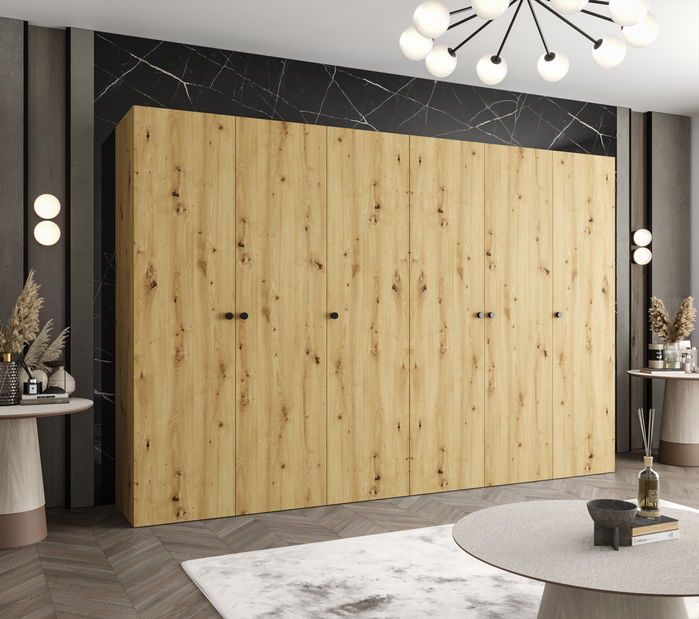 Šatní skříň 300 cm Parna 1 (dub artisan + černá)