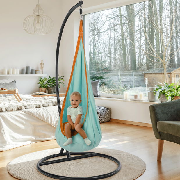 Závěsné houpací křeslo Sentra (modrá + oranžová)