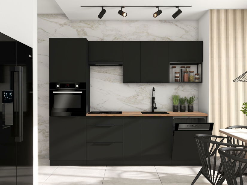 Kuchyňská police Onnea (černá matná + černá)