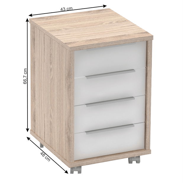 Skříňka na kolečkách Rumia typ14 (san remo + bílá)