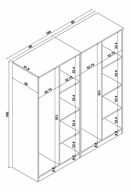 Šatní skříň Kentucky D (borovice atlantická)