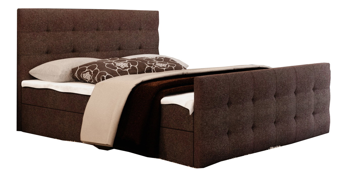 Manželská postel Boxspring 180 cm Milagros 2 (tmavě hnědá) (s matrací a úložným prostorem)